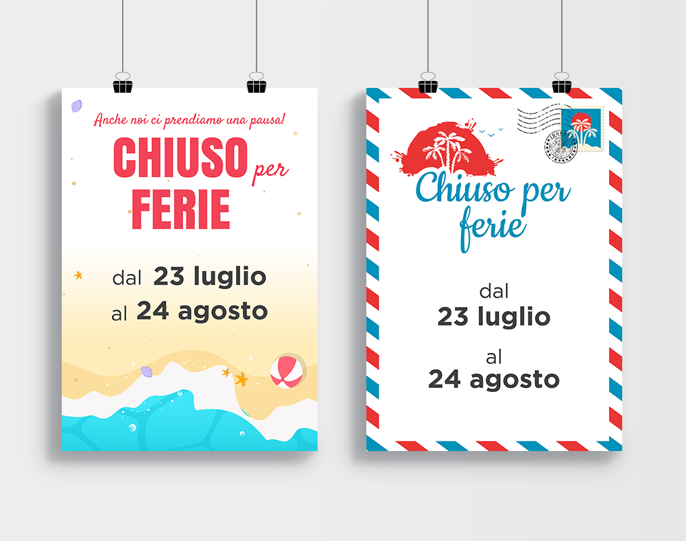 Cartelli chiusura per ferie